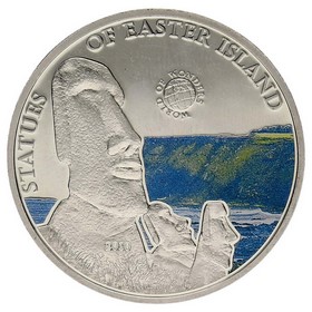 Moneda Palaos 5 Dollars Maravillas del Mundo - Moai  Isla de Pascua Plata 2010 25g