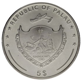 Moneda Palaos 5 Dollars Maravillas del Mundo - Moai  Isla de Pascua Plata 2010 25g