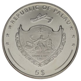 Moneda Palaos 5 Dollars Abu Simbel Plata 2011 25g