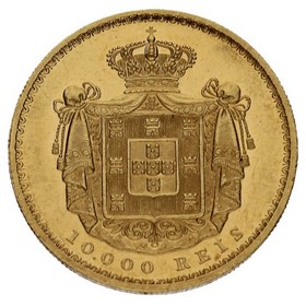 Moneda Portugal 10.000 Reis Oro 1879 17,75g