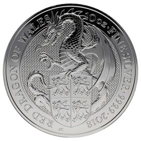 Moneda Reino Unido 10 Pounds Red Dragon of Wales Plata 2018 10oz