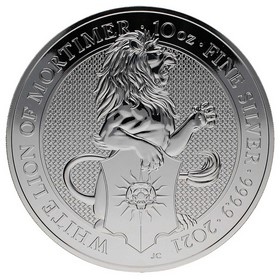 Moneda Reino Unido 10 Pounds White Lion of  Mortimer Plata 2021 10oz