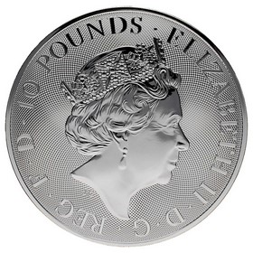 Moneda Reino Unido 10 Pounds White Lion of  Mortimer Plata 2021 10oz
