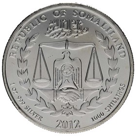 Moneda Somaliland 1000 Shillings Año del Dragón Plata 2012 1oz