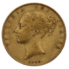 Moneda Reino Unido Soberano Victoria Oro 1845 7,90g