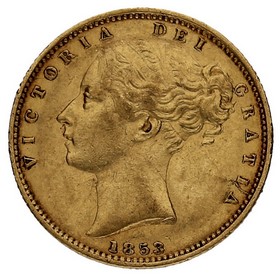 Moneda Reino Unido Soberano Victoria Oro 1853 7,96g