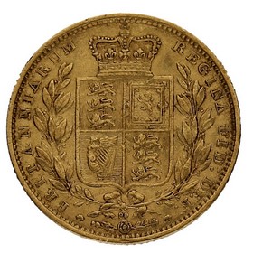 Moneda Reino Unido Soberano Victoria Oro 1864 90 7,93g