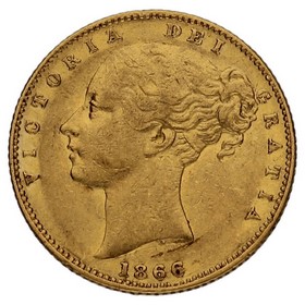 Moneda Reino Unido Soberano Victoria Oro 1866 21 7,95g