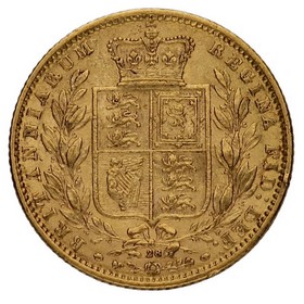 Moneda Reino Unido Soberano Victoria Oro 1869 28 7,97g