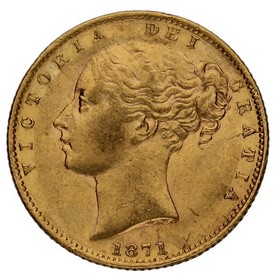 Moneda Reino Unido Soberano Victoria Oro 1871 30 7,98g
