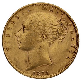 Moneda Reino Unido Soberano Victoria Oro 1872 23 7,95g