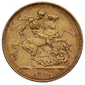 Moneda Reino Unido Soberano Victoria Oro 1880 7,99g