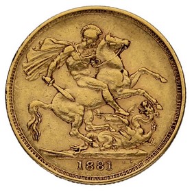 Moneda Reino Unido Soberano Victoria Oro 1881 7,94g