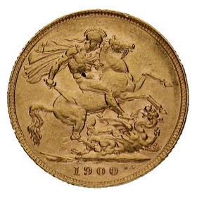Moneda Reino Unido Soberano Victoria Oro 1900 7,98g