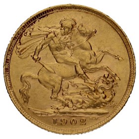 Moneda Reino Unido Soberano Eduardo VII Oro 1902 7,97g