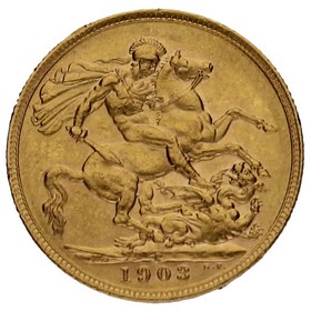 Moneda Reino Unido Soberano Eduardo VII Oro 1903 7,97g