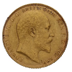 Moneda Reino Unido Soberano Eduardo VII Oro 1908 7,98g
