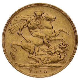 Moneda Reino Unido Soberano Eduardo VII Oro 1910 7,97g