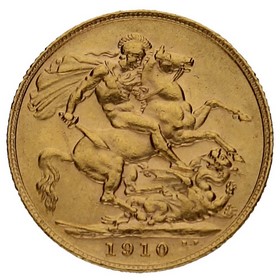 Moneda Reino Unido Soberano Eduardo VII Oro 1910 7,98g