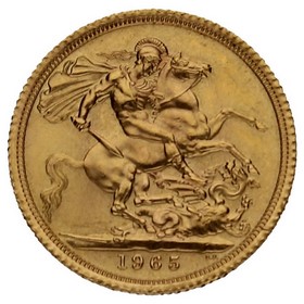 Moneda Reino Unido Soberano Isabel II Oro 1965 7,96g