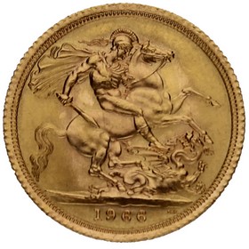 Moneda Reino Unido Soberano Isabel II Oro 1966 7,96g