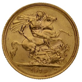 Moneda Reino Unido Soberano Isabel II Oro 1974 7,96g
