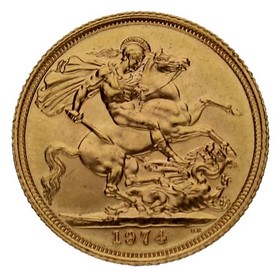 Moneda Reino Unido Soberano Isabel II Oro 1974 7,99g