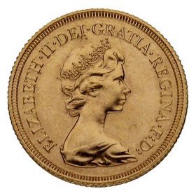 Moneda Reino Unido Soberano Isabel II Oro 1974 7,98g