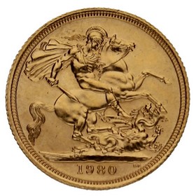 Moneda Reino Unido Soberano Isabel II Oro 1980 7,99g