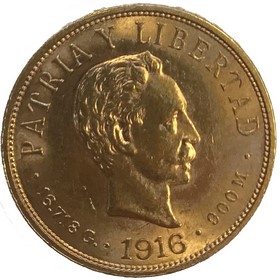 Moneda Cuba 10 Pesos Oro 1916 16,72 g