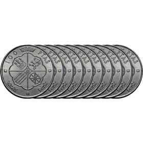 Lote de 10 Monedas de Plata de 100 Pesetas españolas 190 g