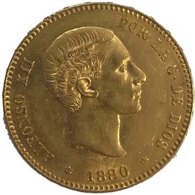 Moneda 25 pesetas Oro 1880 8,08 g