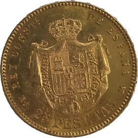 Moneda 25 pesetas Oro 1880 8,08 g