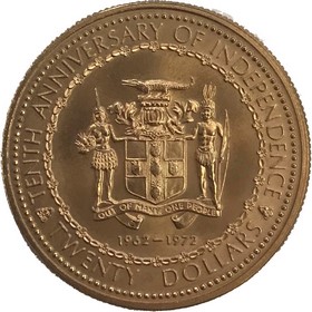 Moneda Jamaica 20 Dolar Oro 1972 17,74 g