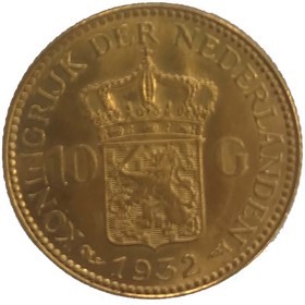 Moneda Países Bajos 10 Gulden Oro 1932 6,73 g