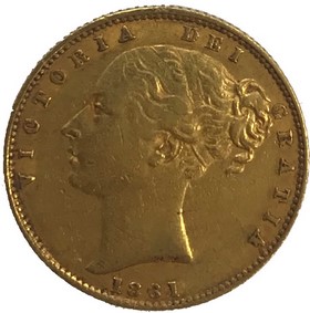 Moneda Reino Unido Soberano Oro 1861 7,97 g