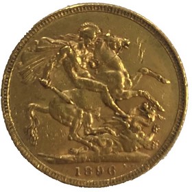 Moneda Reino Unido Soberano Oro 1896 7,98 g