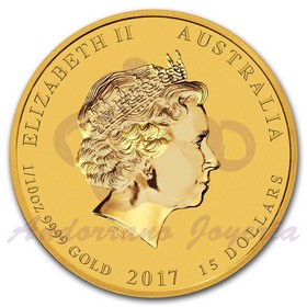 Moneda Australia Año Lunar del Gallo de 15 Dolar Oro 2017 1/10 oz